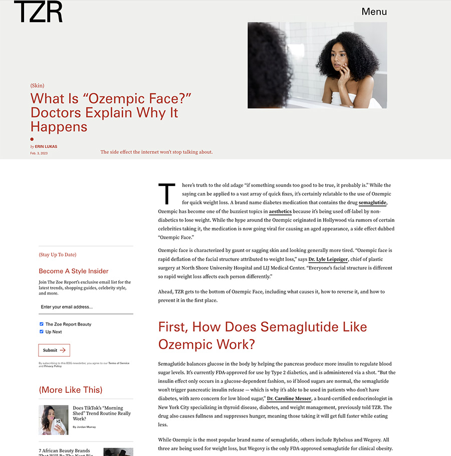 Media feature in TZR site